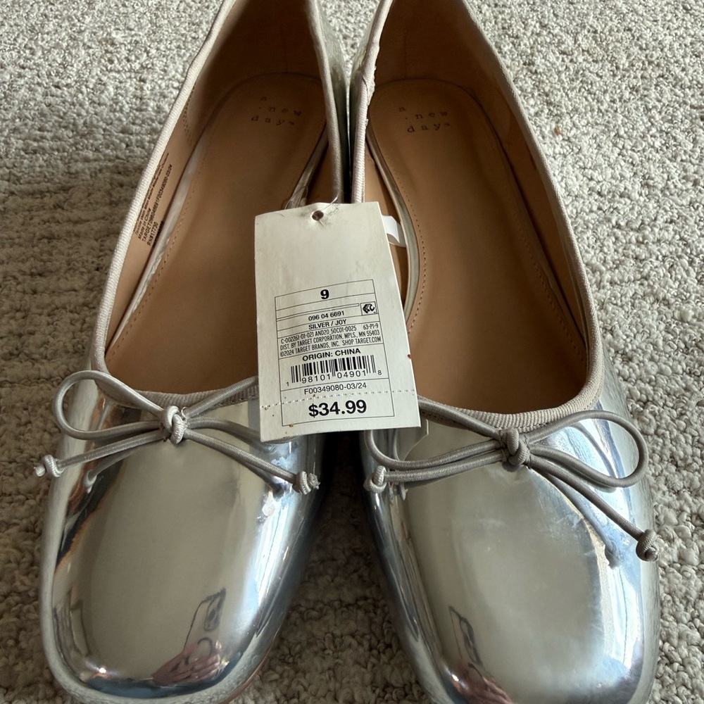 Target Silver Metallic Flats